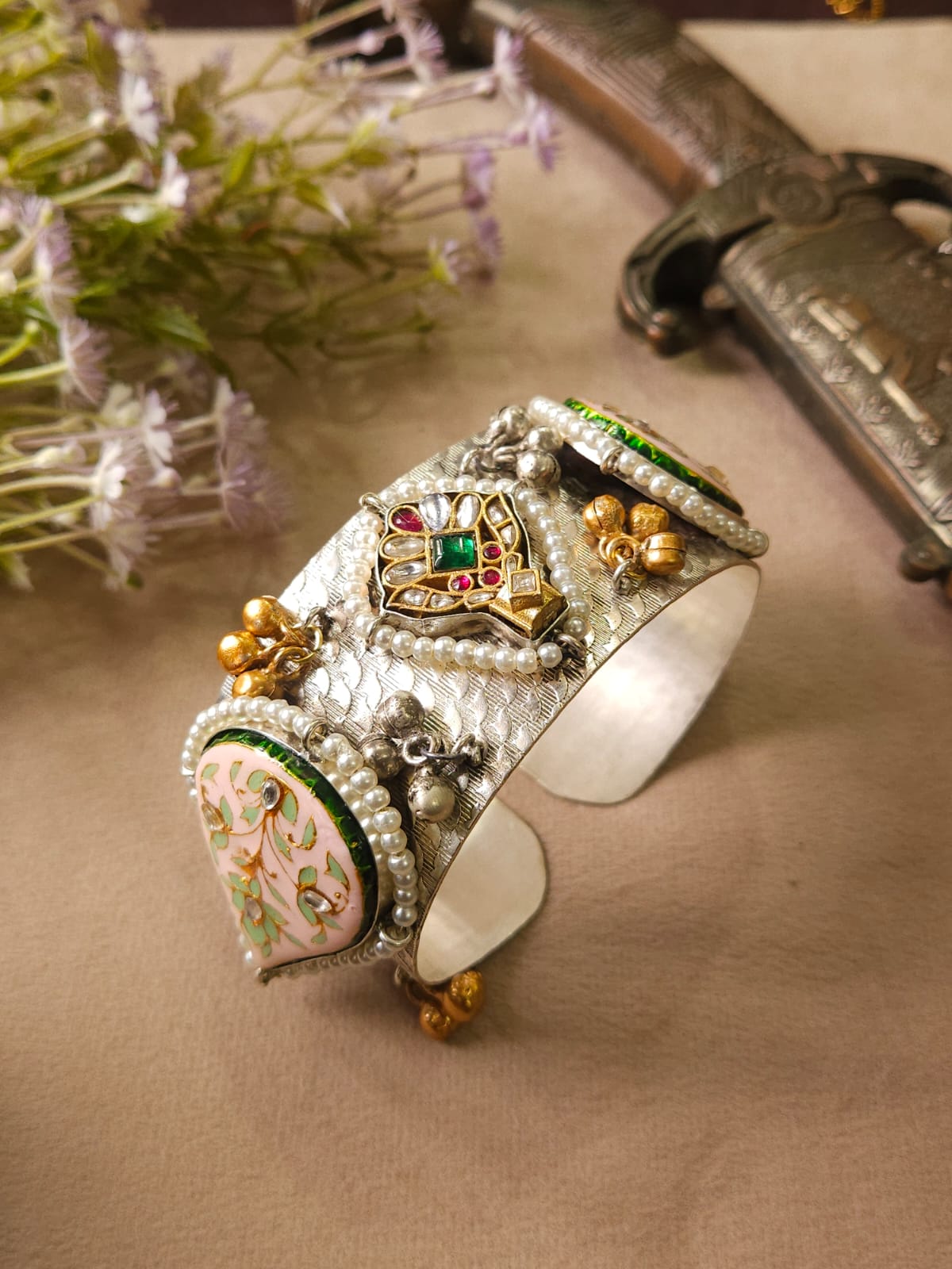 Premium handmade kundan handcuff