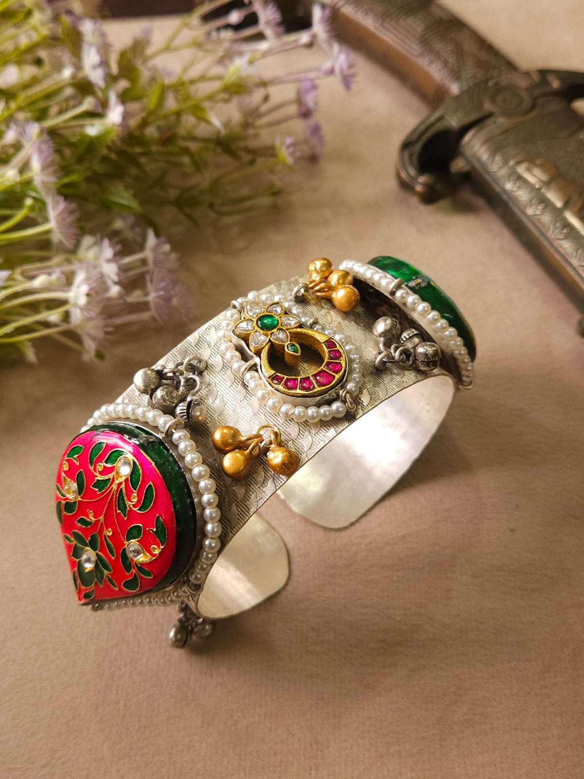 Premium handmade kundan handcuff