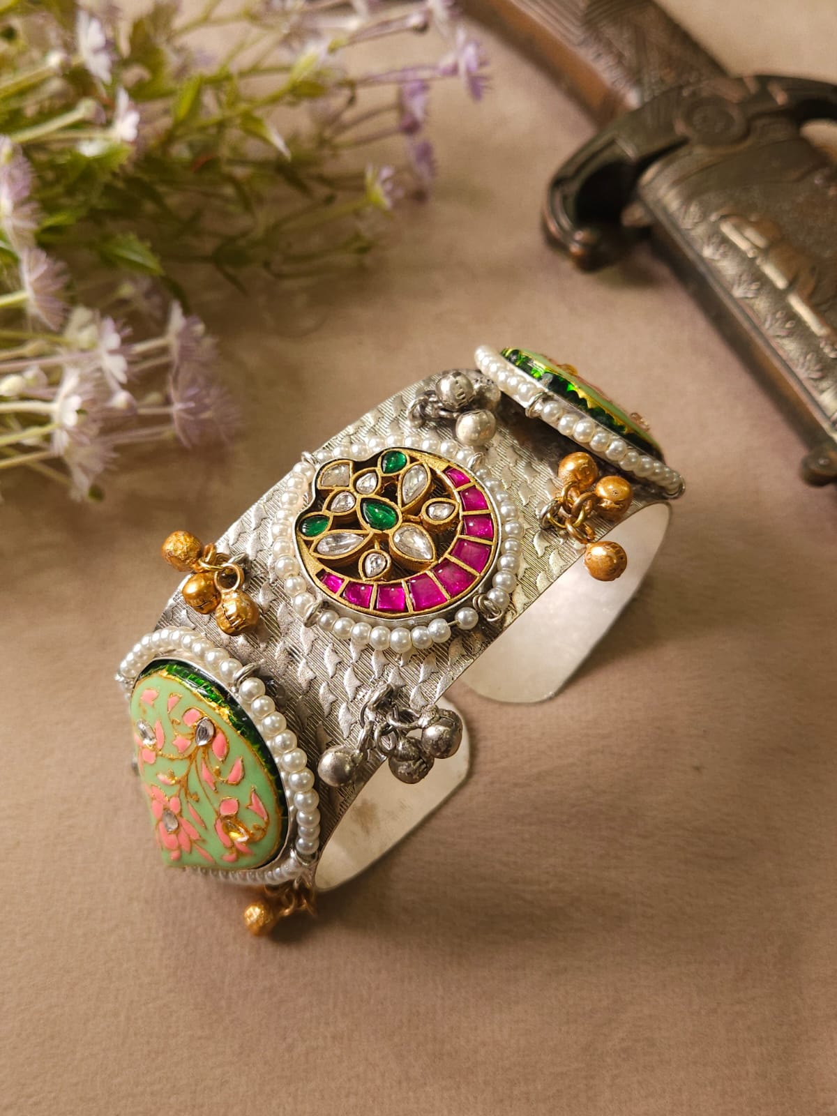 Premium handmade kundan handcuff
