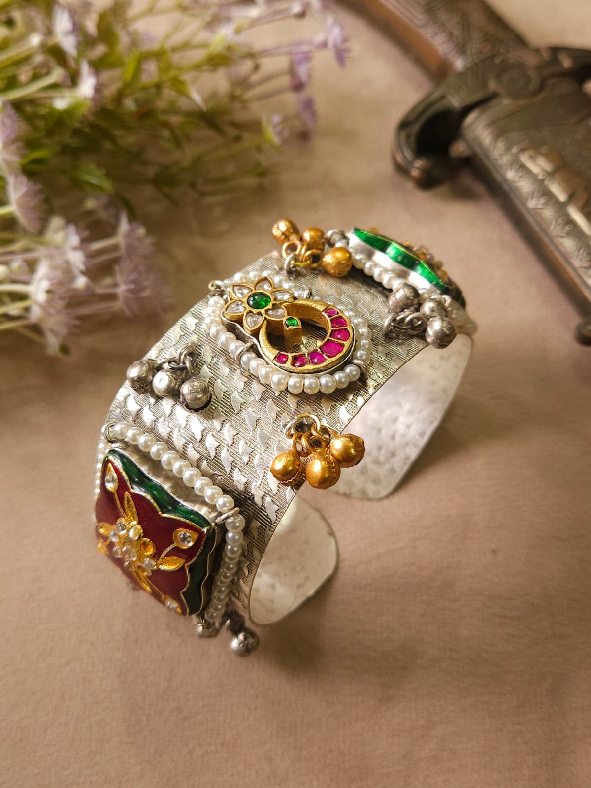 Premium handmade kundan handcuff