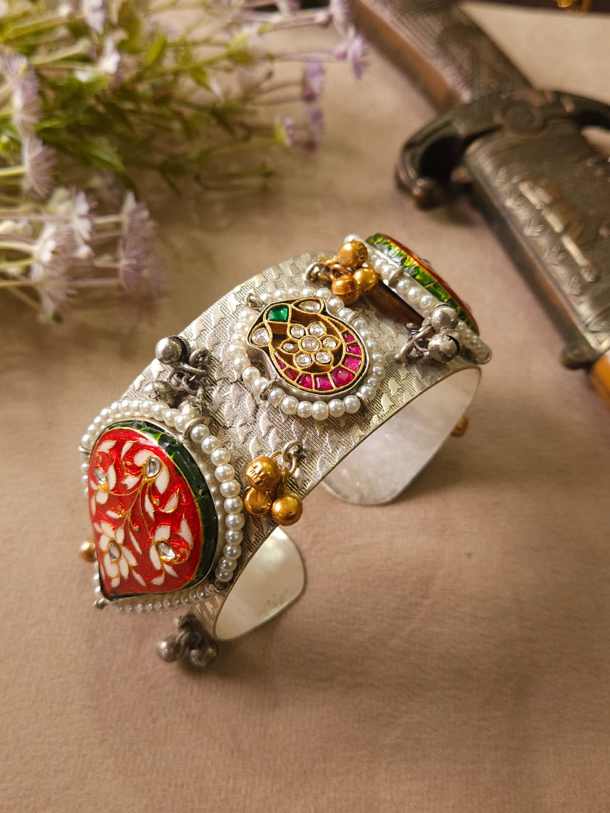 Premium handmade kundan handcuff