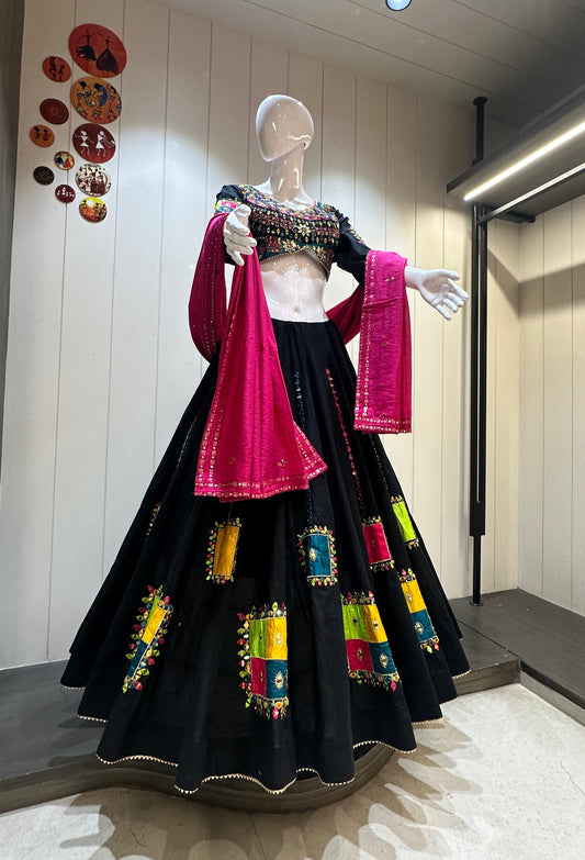 Original Khadi Cotton Chaniya Choli with Hand Mirror Work | Kashish Design | 10 Meter Flair