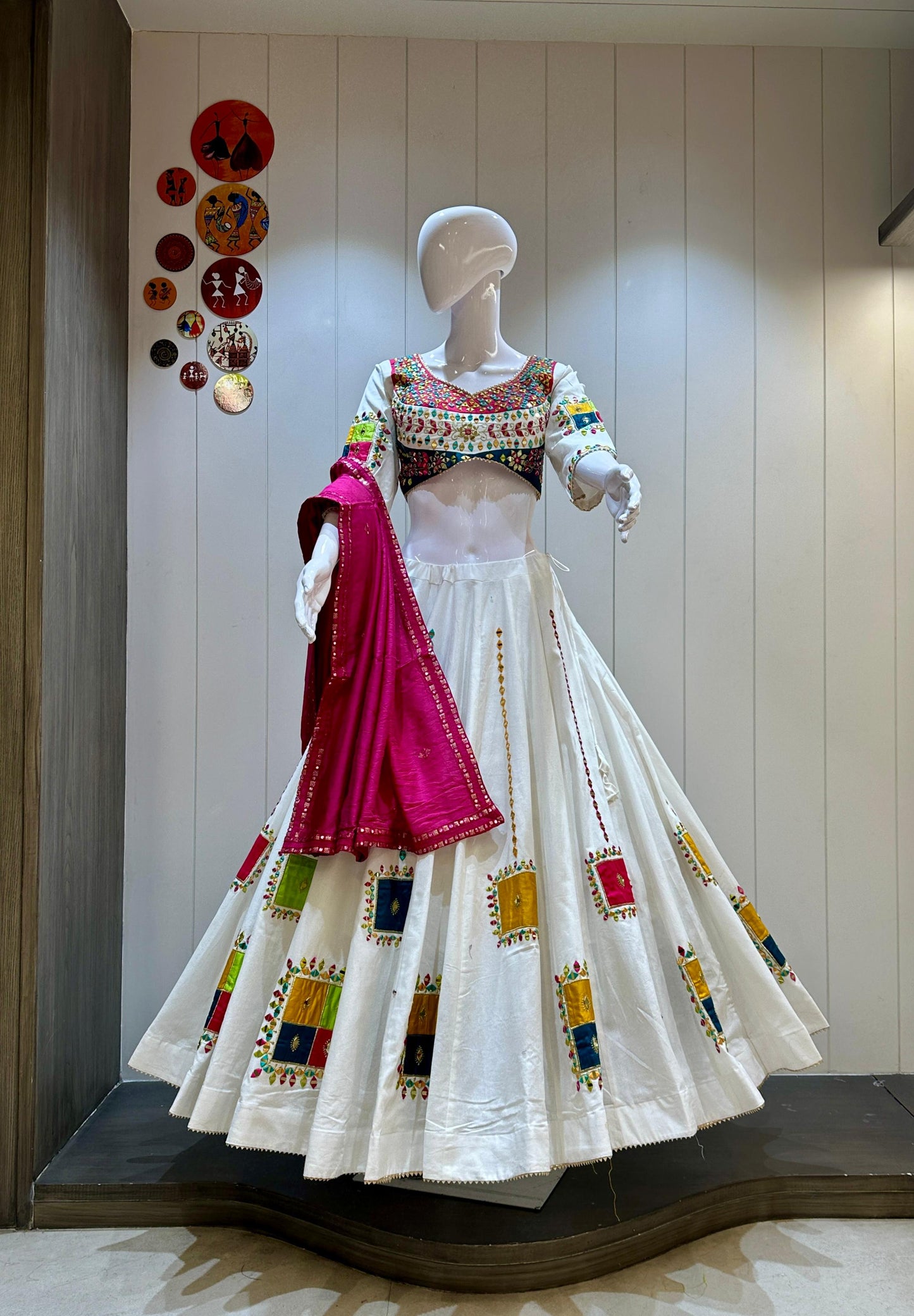 Original Khadi Cotton Chaniya Choli with Hand Mirror Work | Kashish Design | 10 Meter Flair