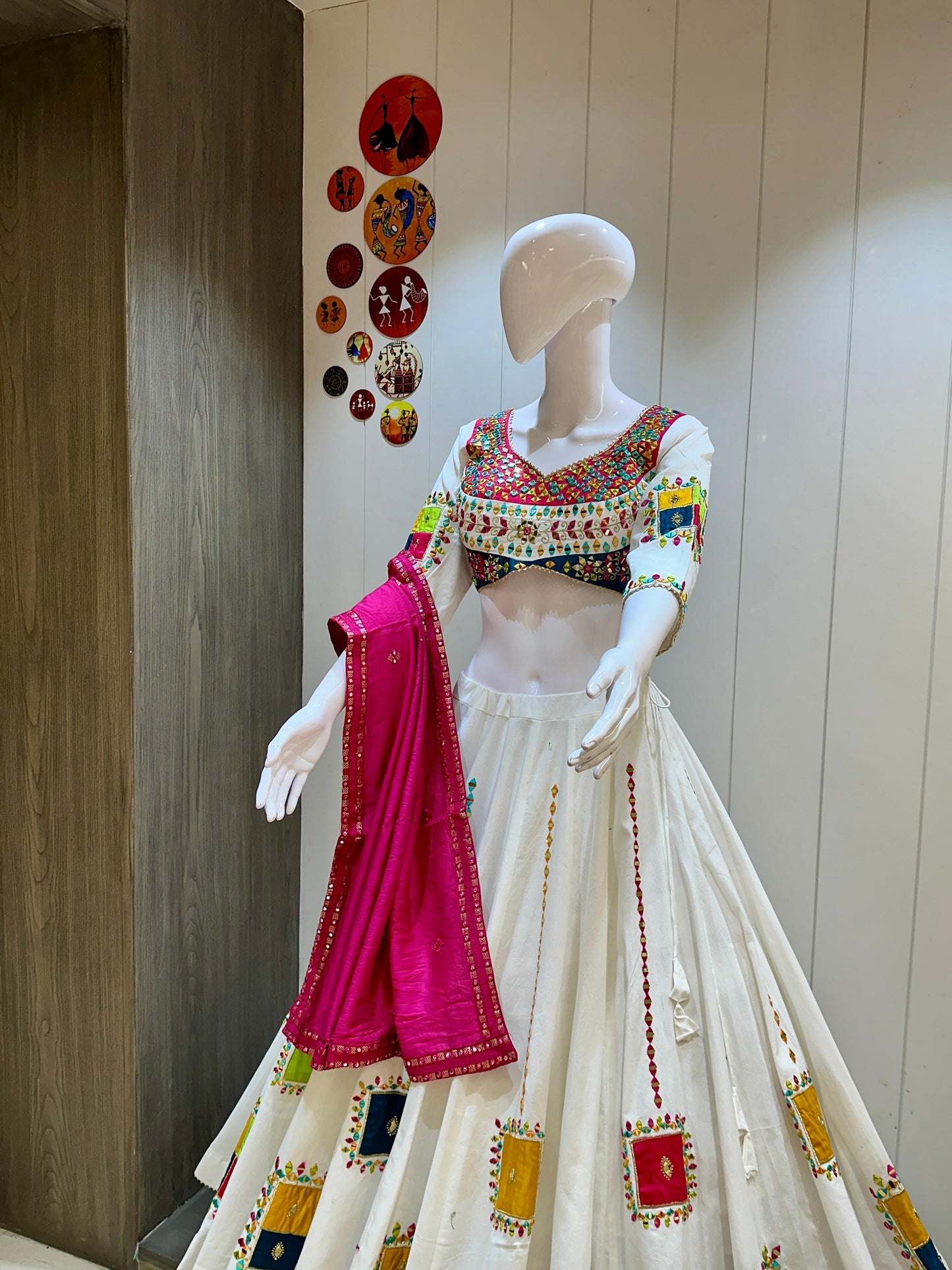 Original Khadi Cotton Chaniya Choli with Hand Mirror Work | Kashish Design | 10 Meter Flair